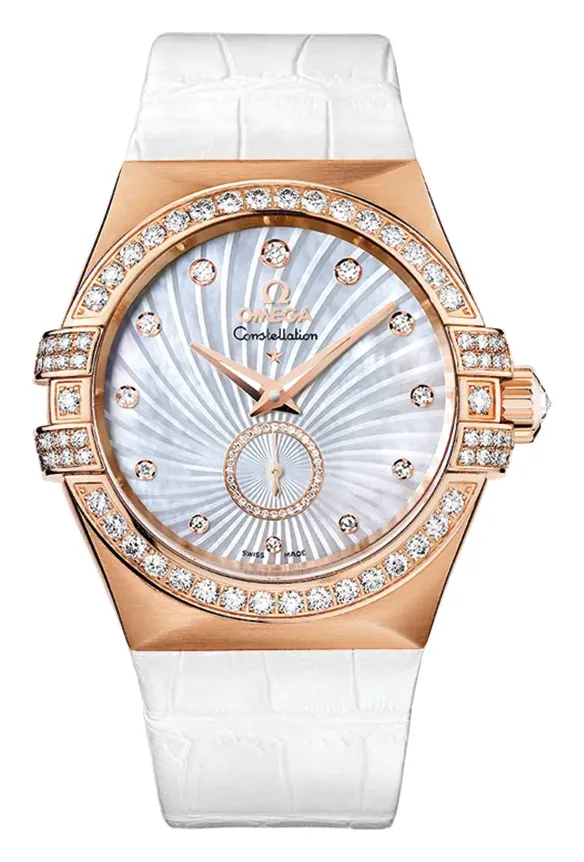 Omega Constellation Co-Axial 35 Small Seconds, reference 123.58.35.20.55.001, white dial, rose gold case