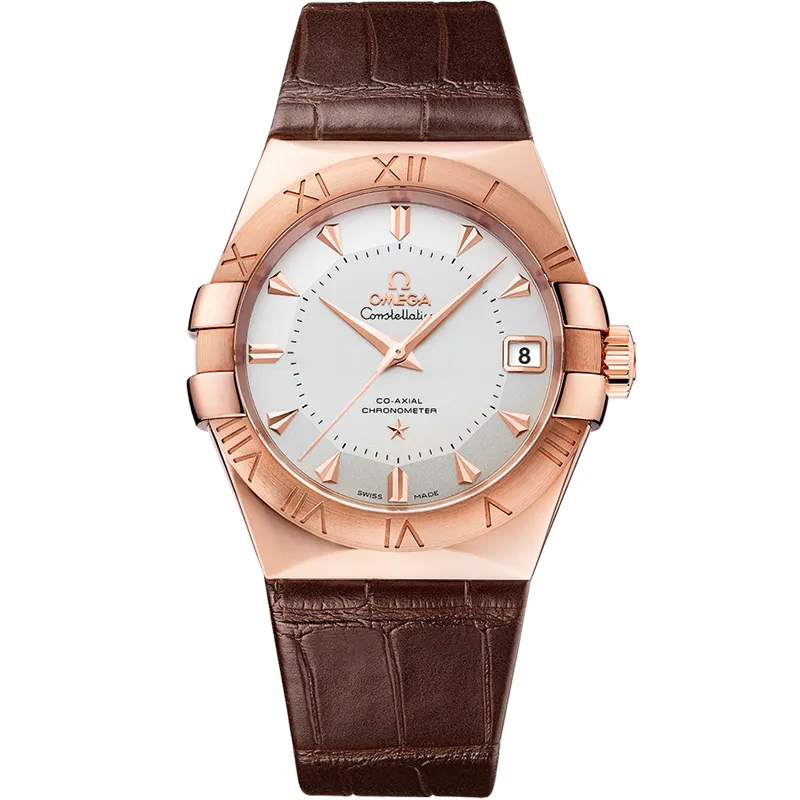 Omega Constellation Co-Axial 38 123.53.38.21, reference 123.53.38.21.02.001, silver dial, rose gold case