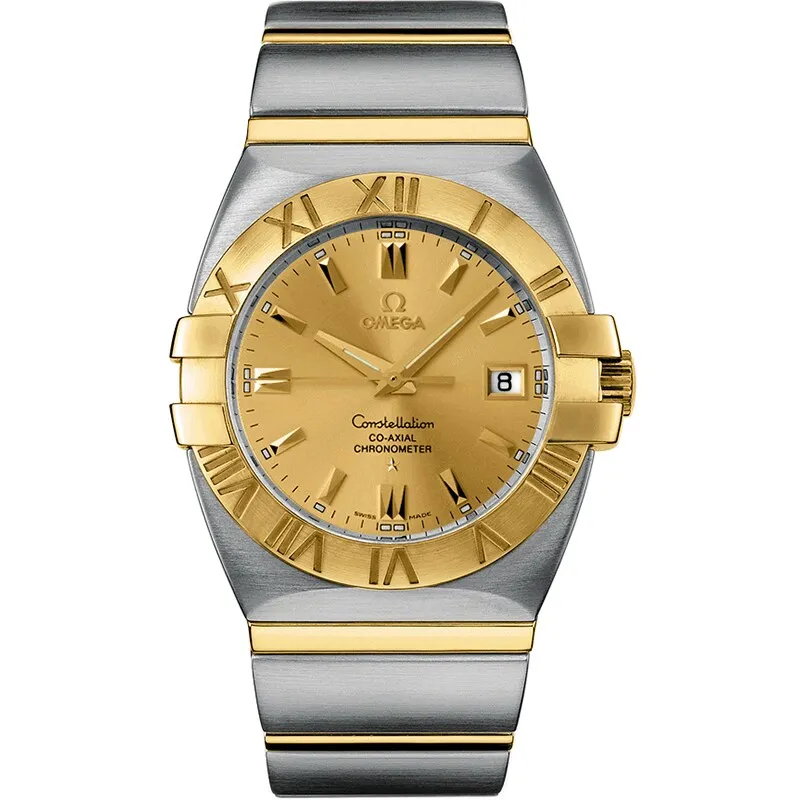 Omega Constellation Co-Axial 38 Double Eagle 1203.10.00, reference 1203.10.00, yellow dial, stainless steel and yellow gold case