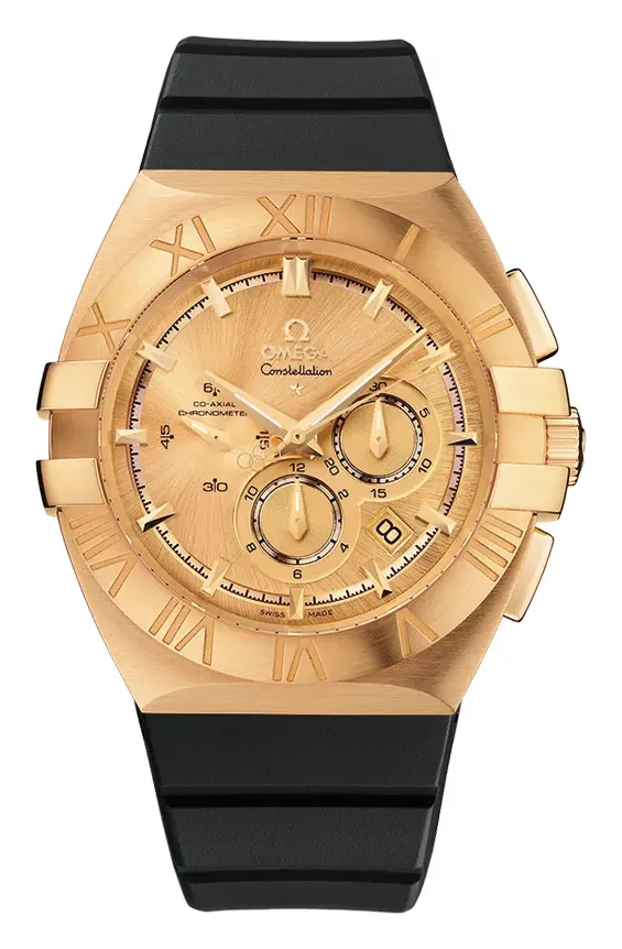 Omega Constellation Co-Axial 41 Chronograph Double Eagle 121.52.41.50, reference 121.52.41.50.08.001, yellow dial, yellow gold case
