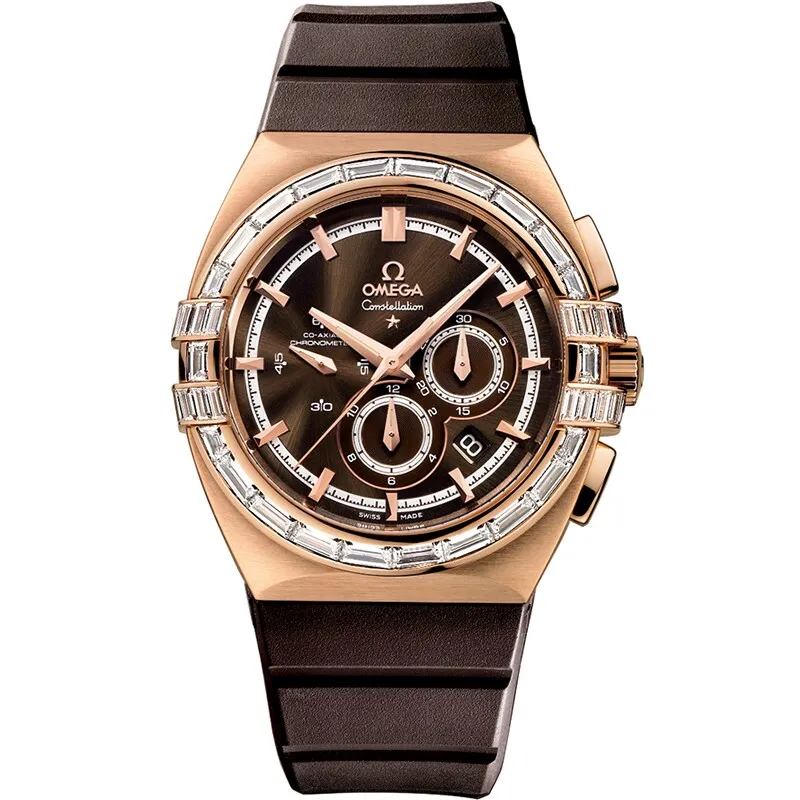 Omega Constellation Co-Axial 41 Chronograph Double Eagle 121.57.41.50, reference 121.57.41.50.13.001, brown dial, rose gold case