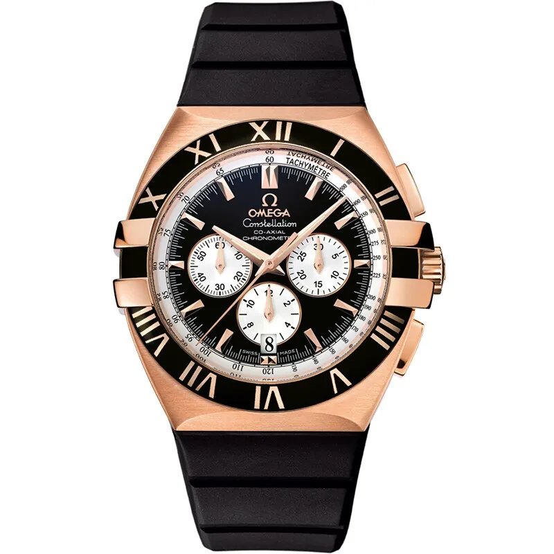 Omega Constellation Co-Axial 41 Chronograph Double Eagle 1619.51.91, reference 1619.51.91, black dial, rose gold case