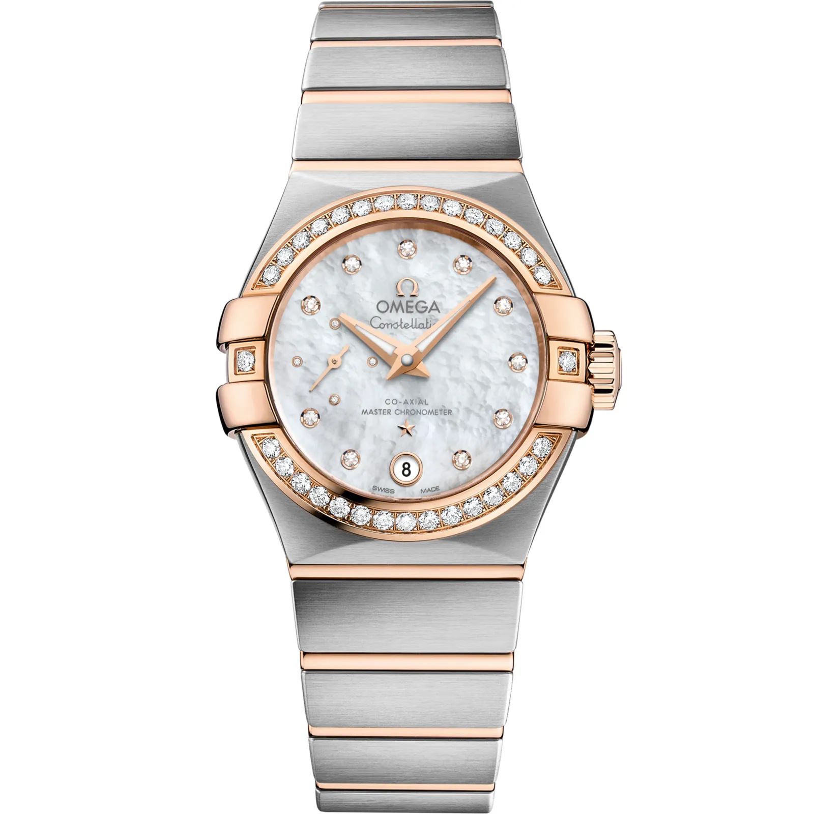 Omega Constellation Co‑Axial Master Chronometer 27 Small Seconds 127.25.27.20, reference 127.25.27.20.55.001, white dial, stainless steel and rose gold case