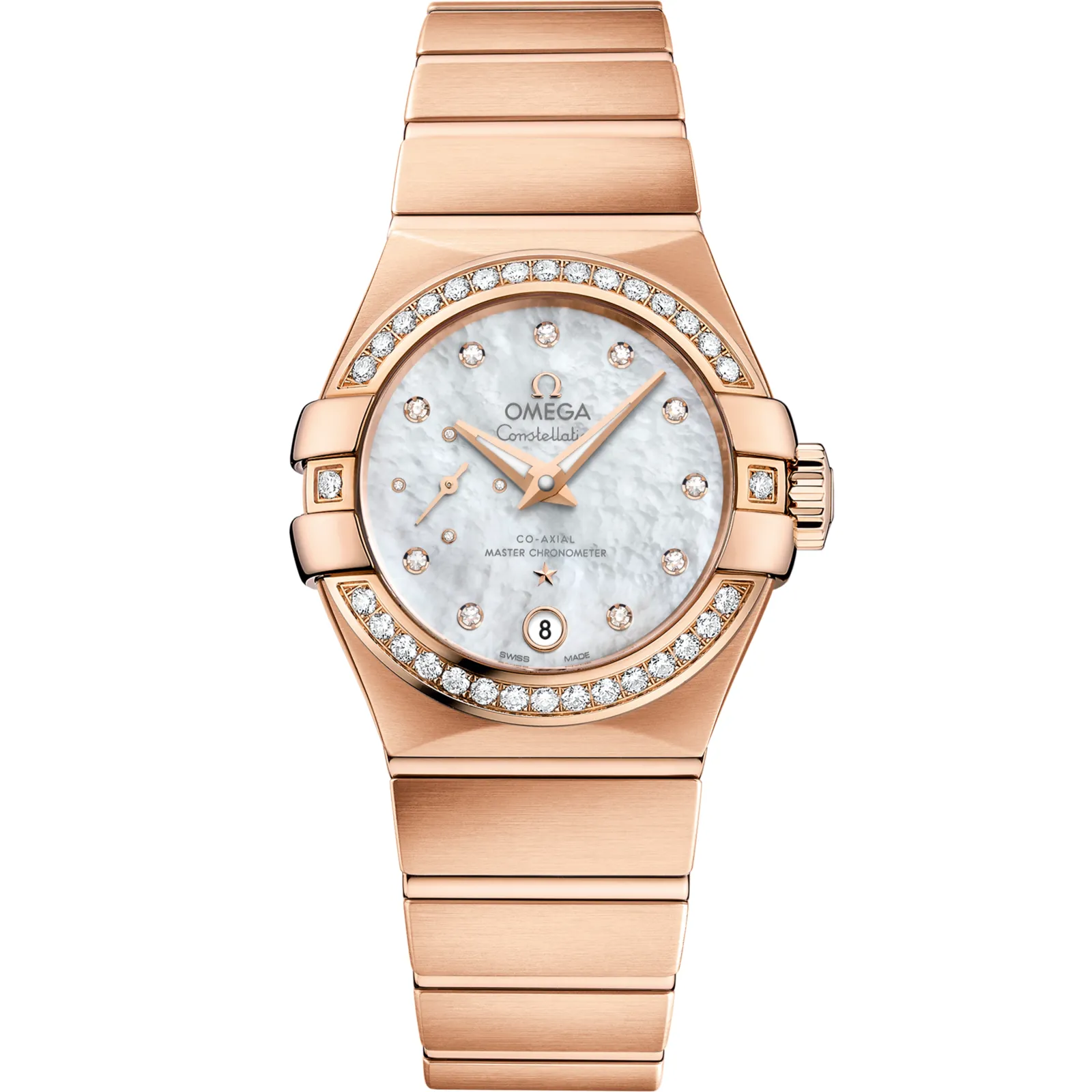 Omega Constellation Co‑Axial Master Chronometer 27 Small Seconds Stainless, reference 127.55.27.20.55.001, white dial, rose gold case