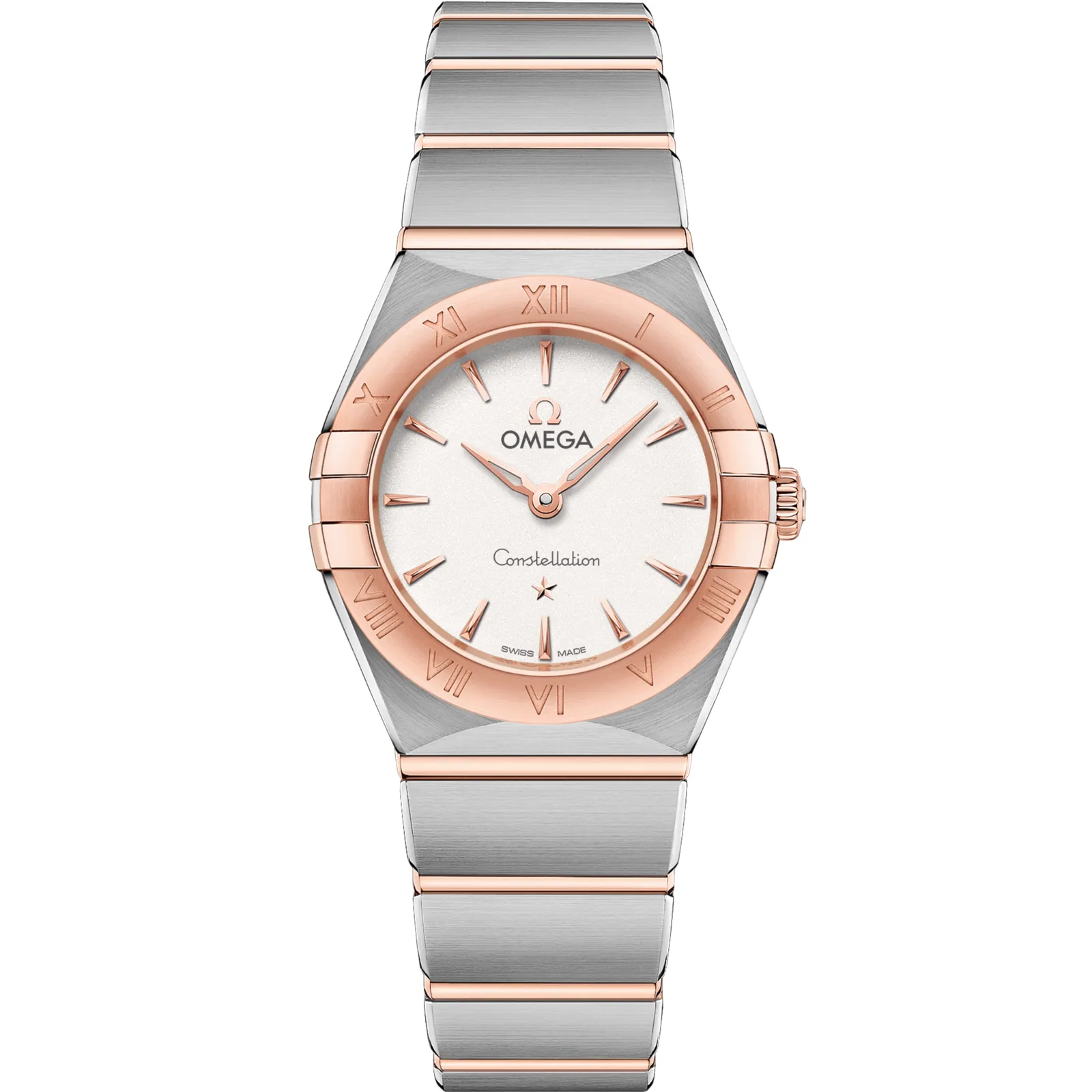 Omega Constellation Manhattan 25 Quartz 131.20.25.60, reference 131.20.25.60.02.001, silver dial, stainless steel and rose gold case
