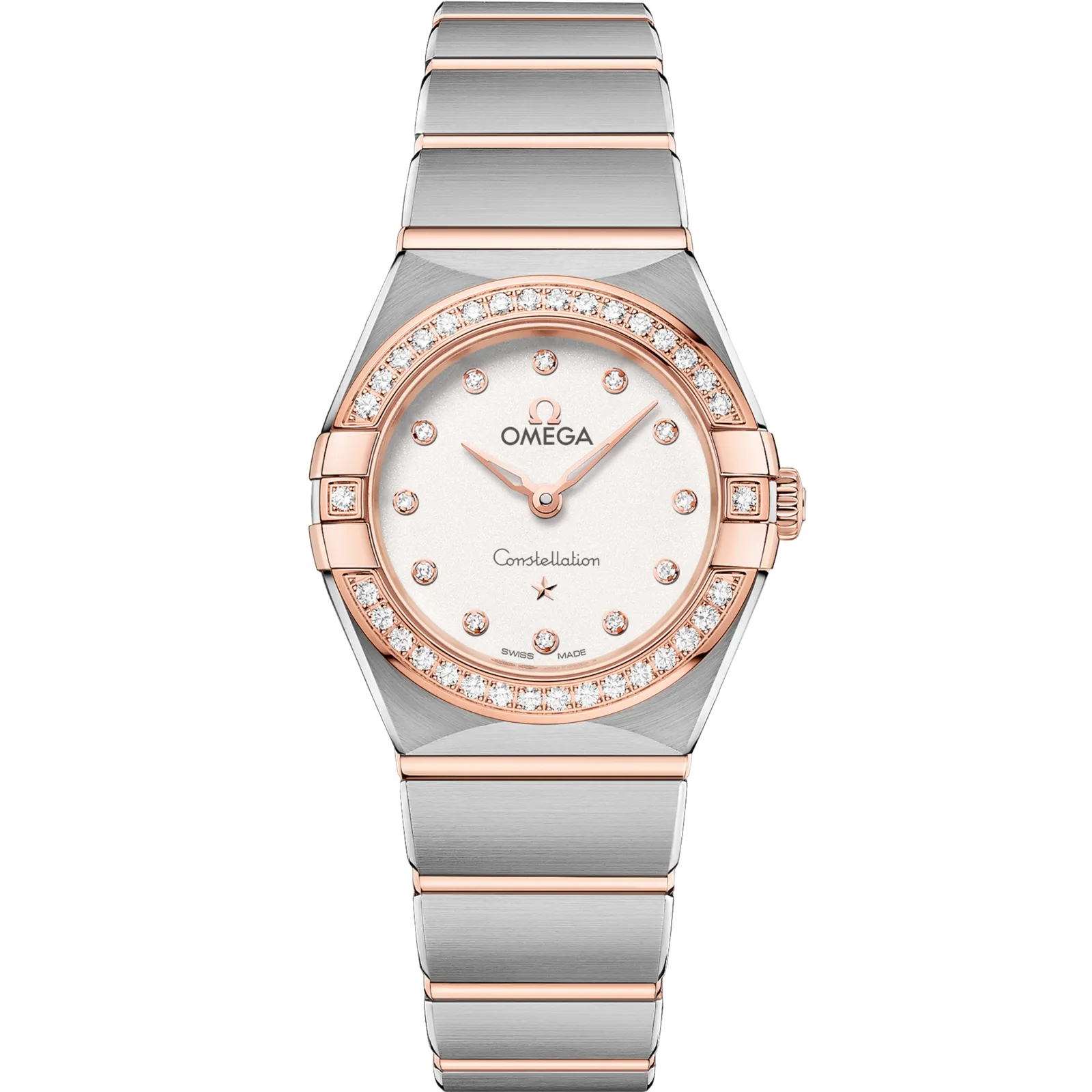 Omega Constellation Manhattan 25 Quartz 131.25.25.60, reference 131.25.25.60.52.001, silver dial, stainless steel and rose gold case