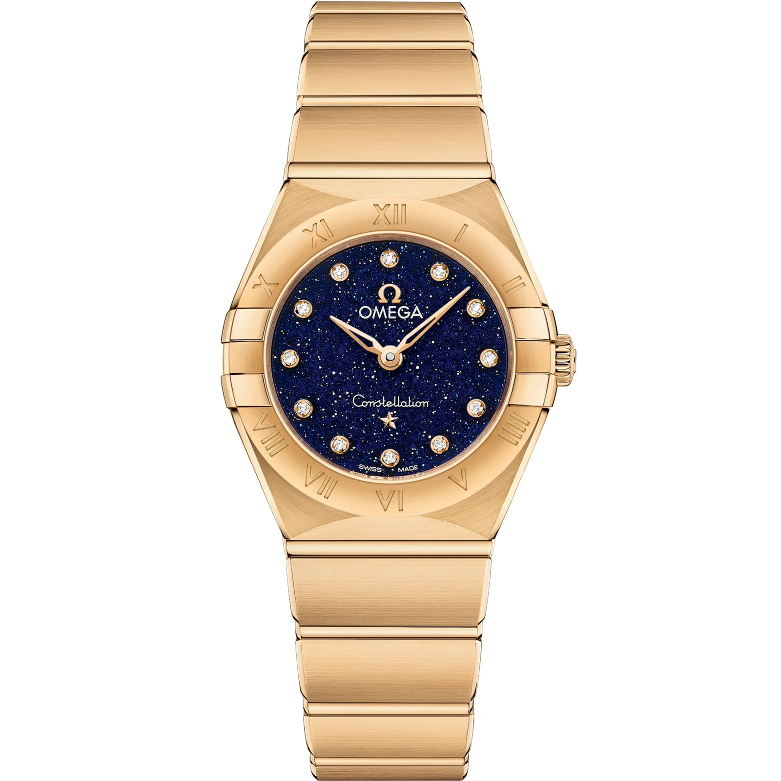 Omega Constellation Manhattan 25 Quartz 131.50.25.60, reference 131.50.25.60.53.001, blue dial, yellow gold case