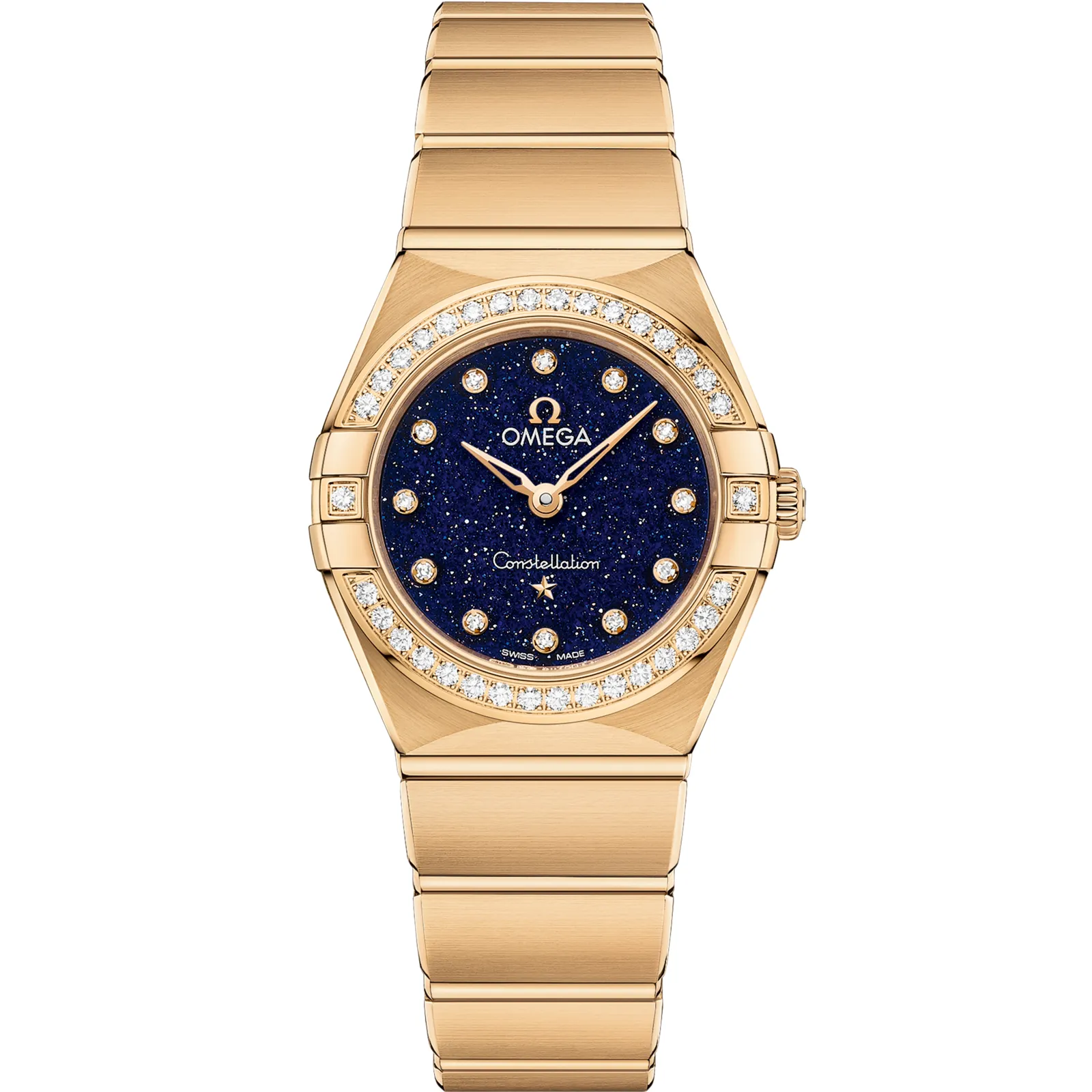 Omega Constellation Manhattan 25 Quartz 131.55.25.60, reference 131.55.25.60.53.001, blue dial, yellow gold case