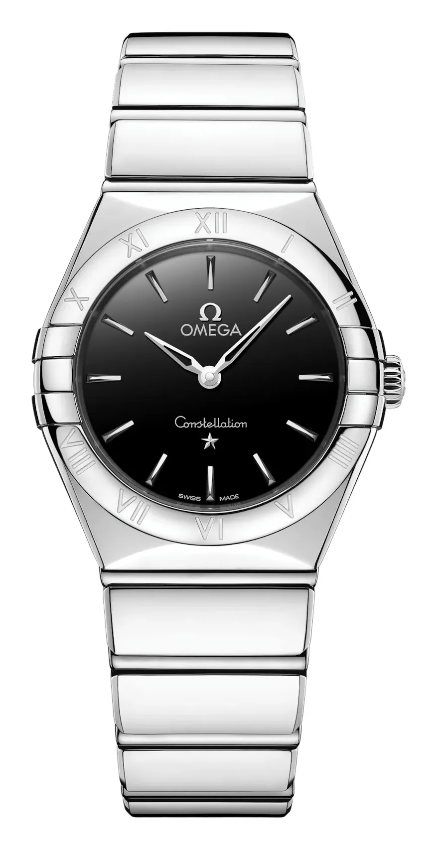Omega Constellation Manhattan 28 Quartz 131.10.28.60, reference 131.10.28.60.01.001, black dial, stainless steel case