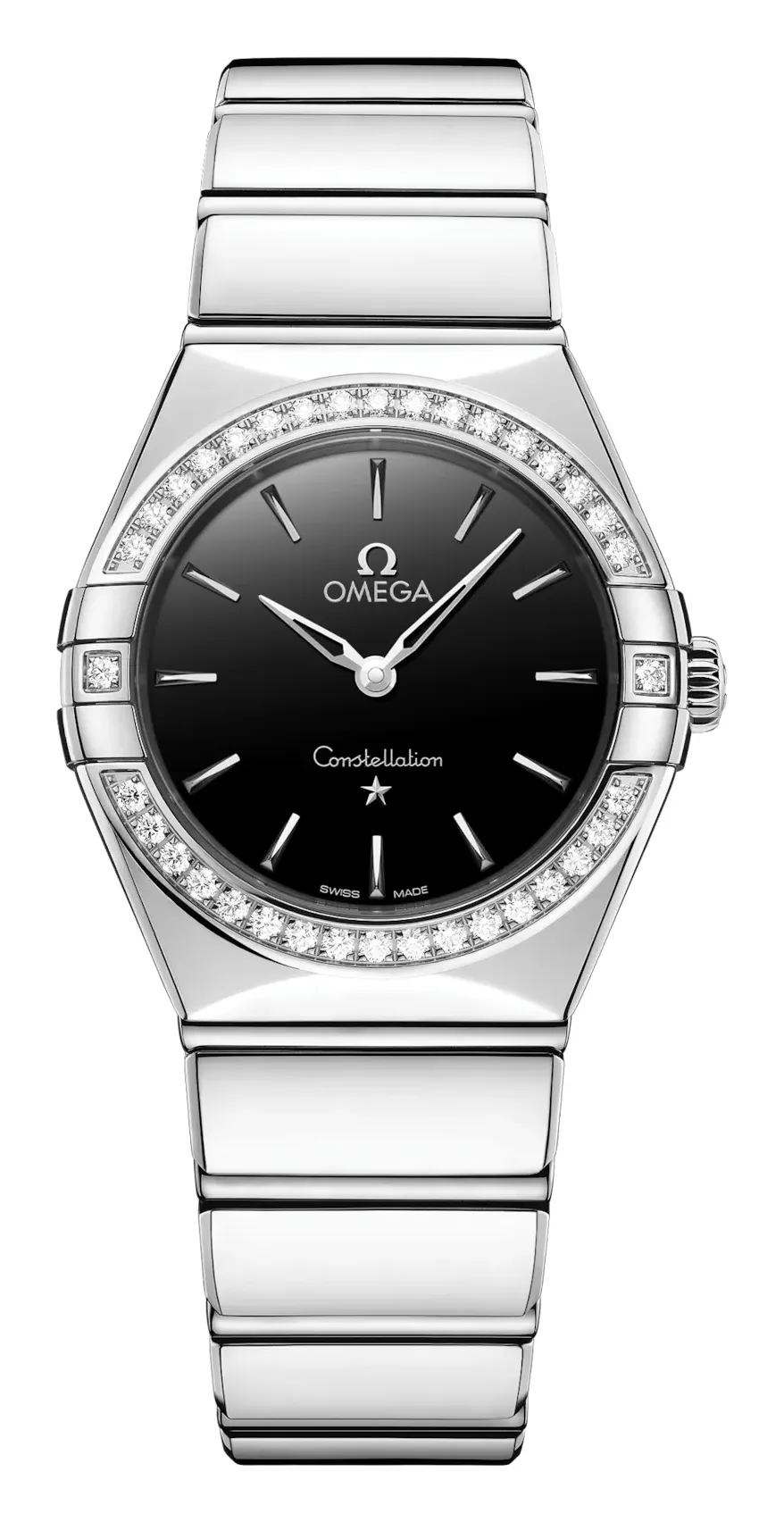Omega Constellation Manhattan 28 Quartz 131.15.28.60, reference 131.15.28.60.01.001, black dial, stainless steel case
