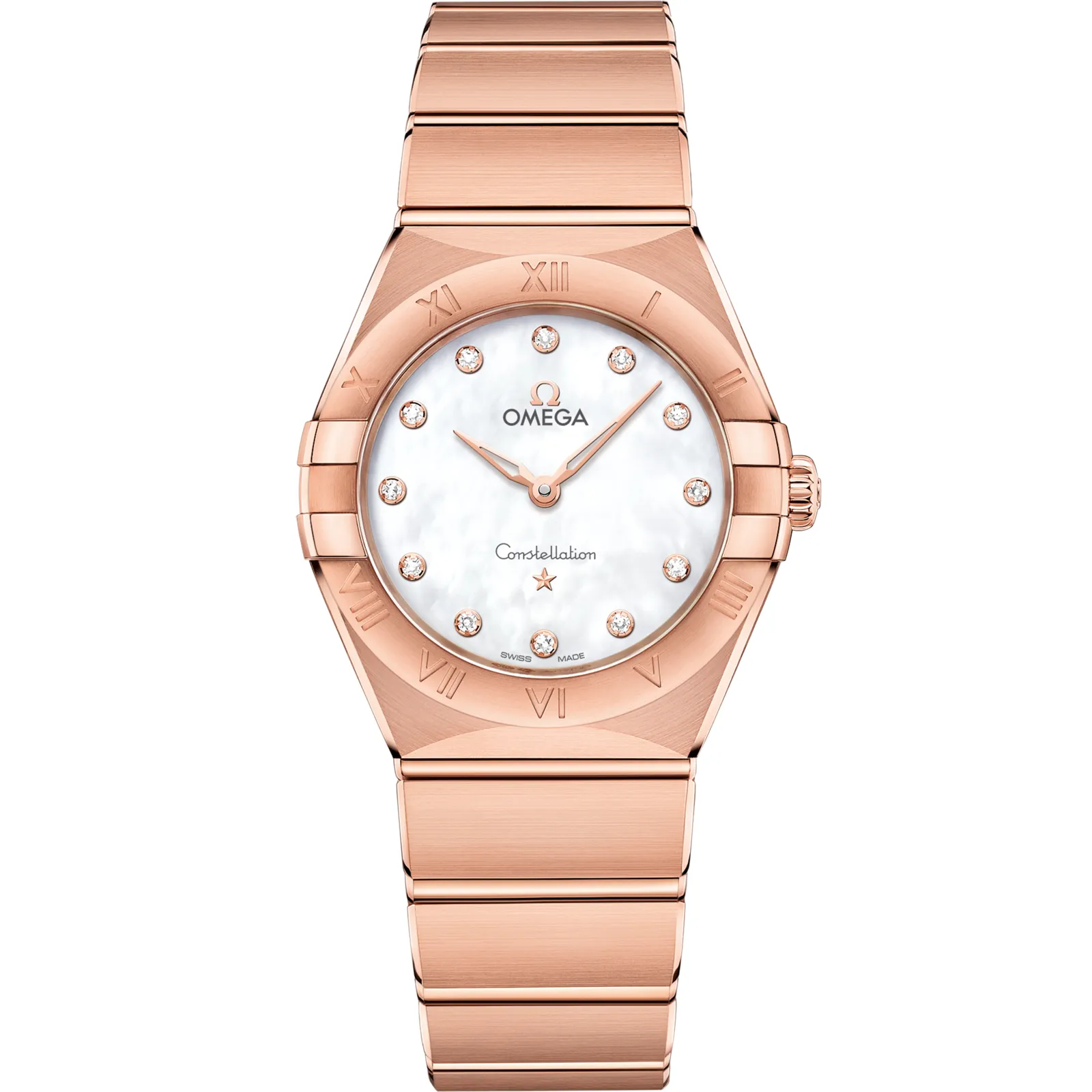 Omega Constellation Manhattan 28 Quartz 131.50.28.60, reference 131.50.28.60.55.001, white dial, rose gold case