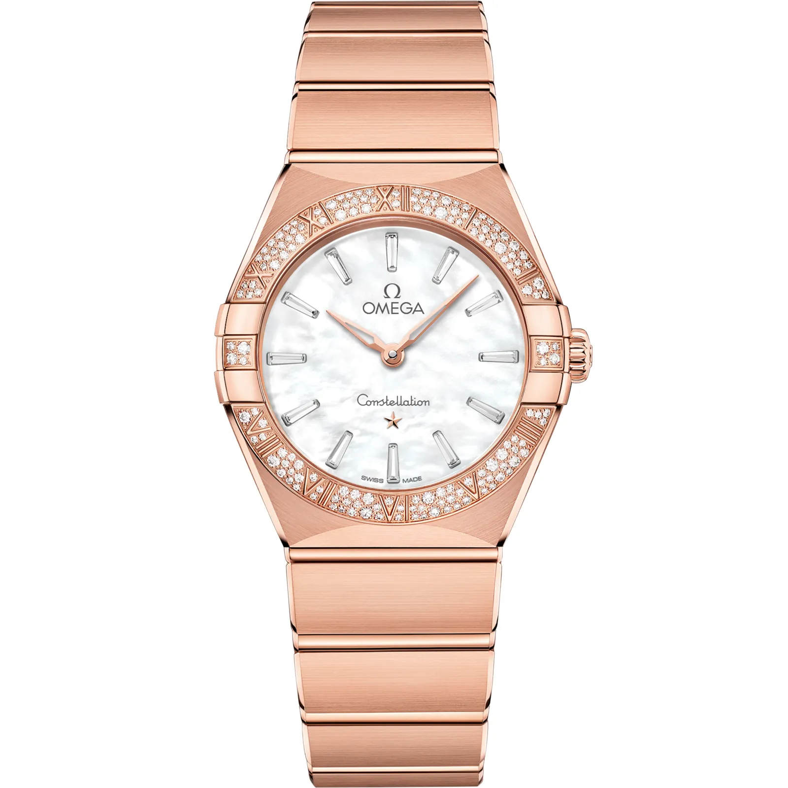 Omega Constellation Manhattan 28 Quartz 131.55.28.60, reference 131.55.28.60.55.003, white dial, rose gold case