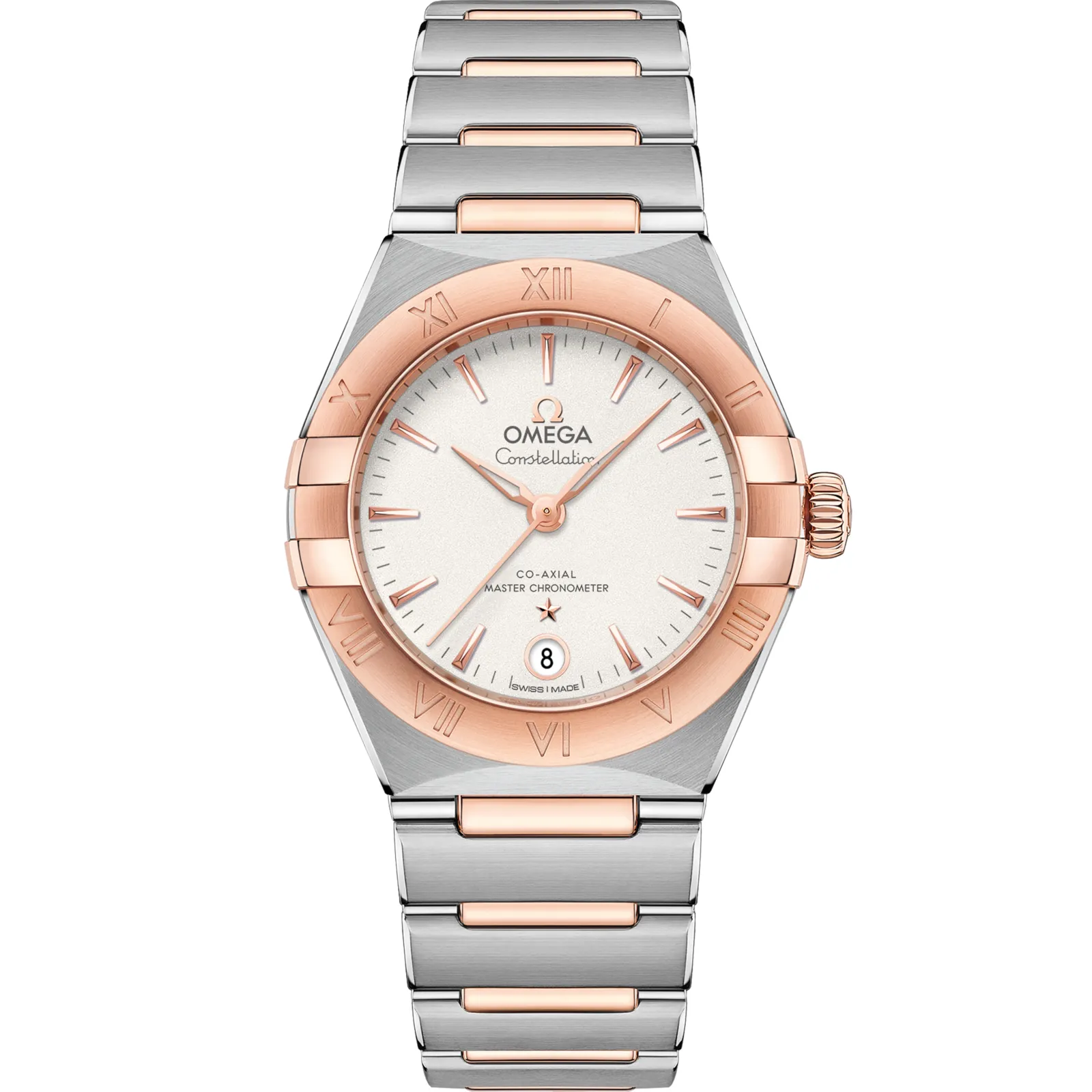 Omega Constellation Manhattan 29 Co-Axial Master Chronometer 131.20.29.20, reference 131.20.29.20.02.001, silver dial, stainless steel and rose gold case