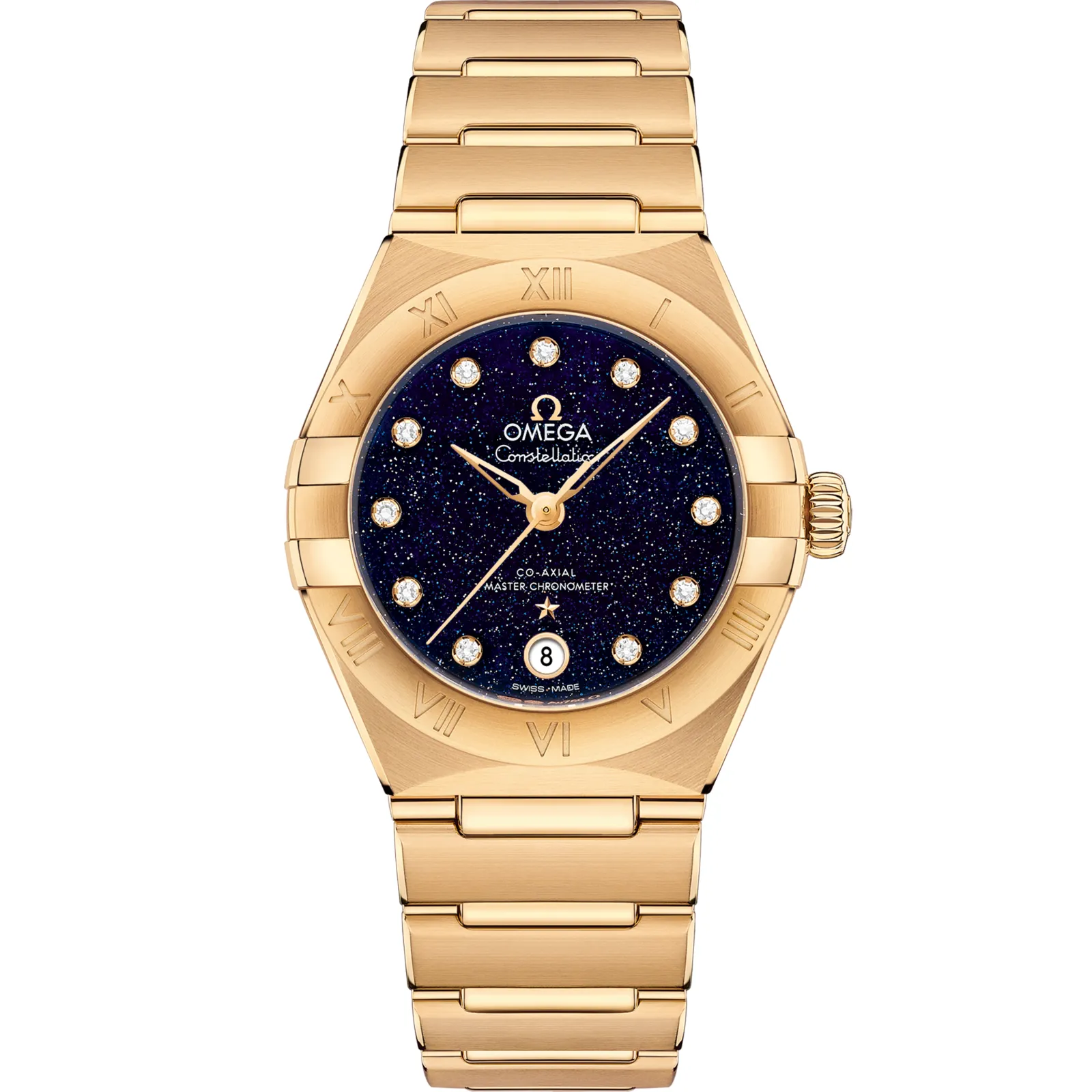 Omega Constellation Manhattan 29 Co-Axial Master Chronometer 131.50.29.20, reference 131.50.29.20.53.002, blue dial, yellow gold case