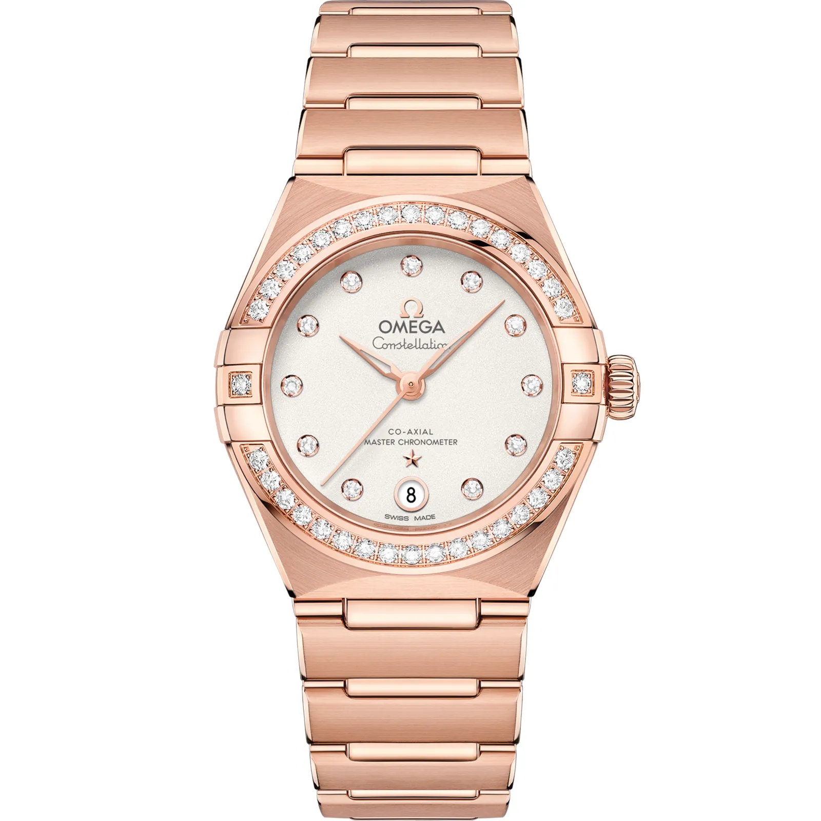 Omega Constellation Manhattan 29 Co-Axial Master Chronometer 131.55.29.20, reference 131.55.29.20.52.001, silver dial, rose gold case