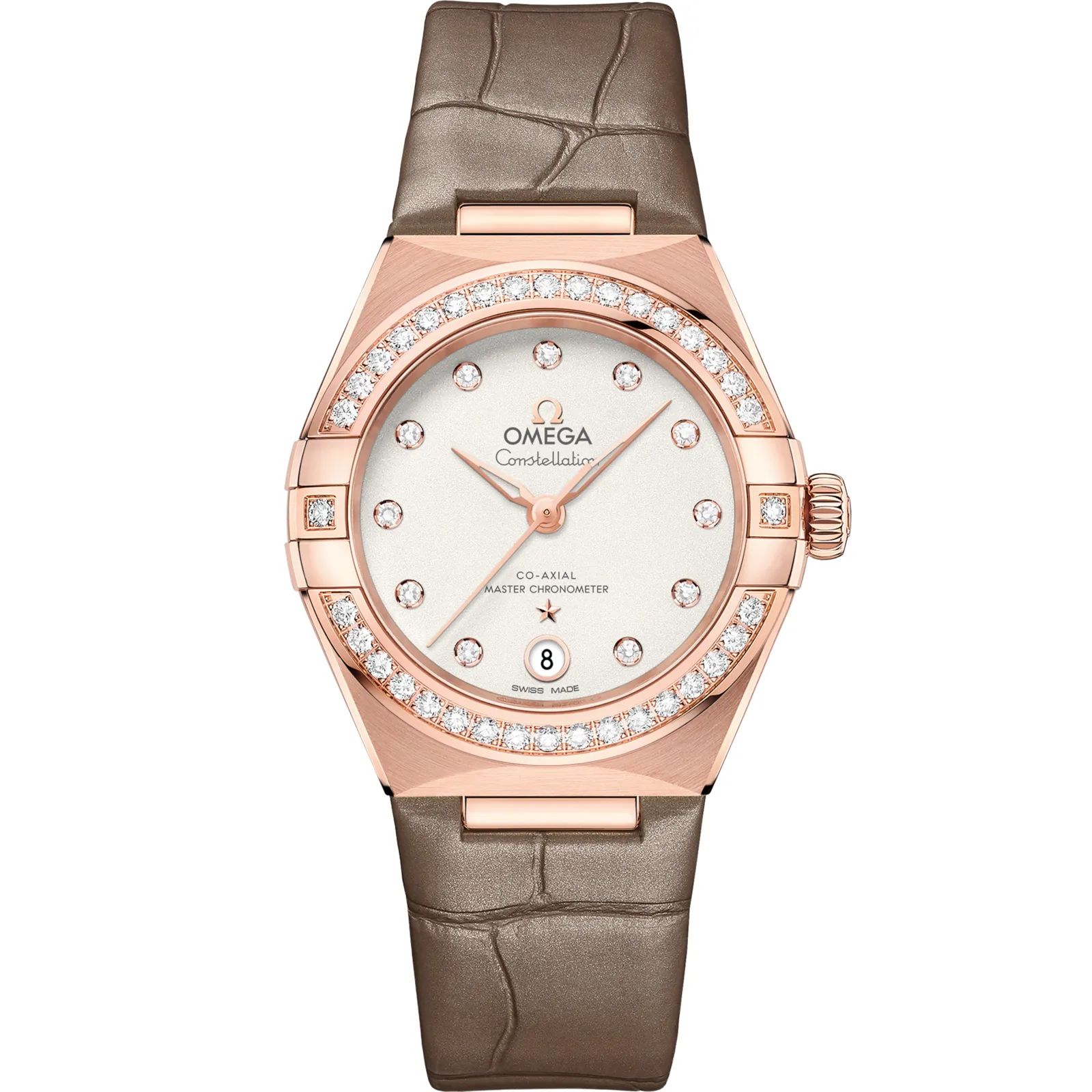 Omega Constellation Manhattan 29 Co-Axial Master Chronometer 131.58.29.20, reference 131.58.29.20.52.002, silver dial, rose gold case
