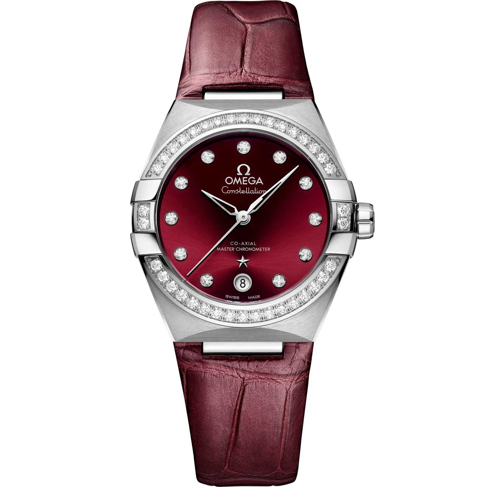 Omega Constellation Master Chronometer 36 131.18.36.20, reference 131.18.36.20.61.001, red dial, stainless steel case