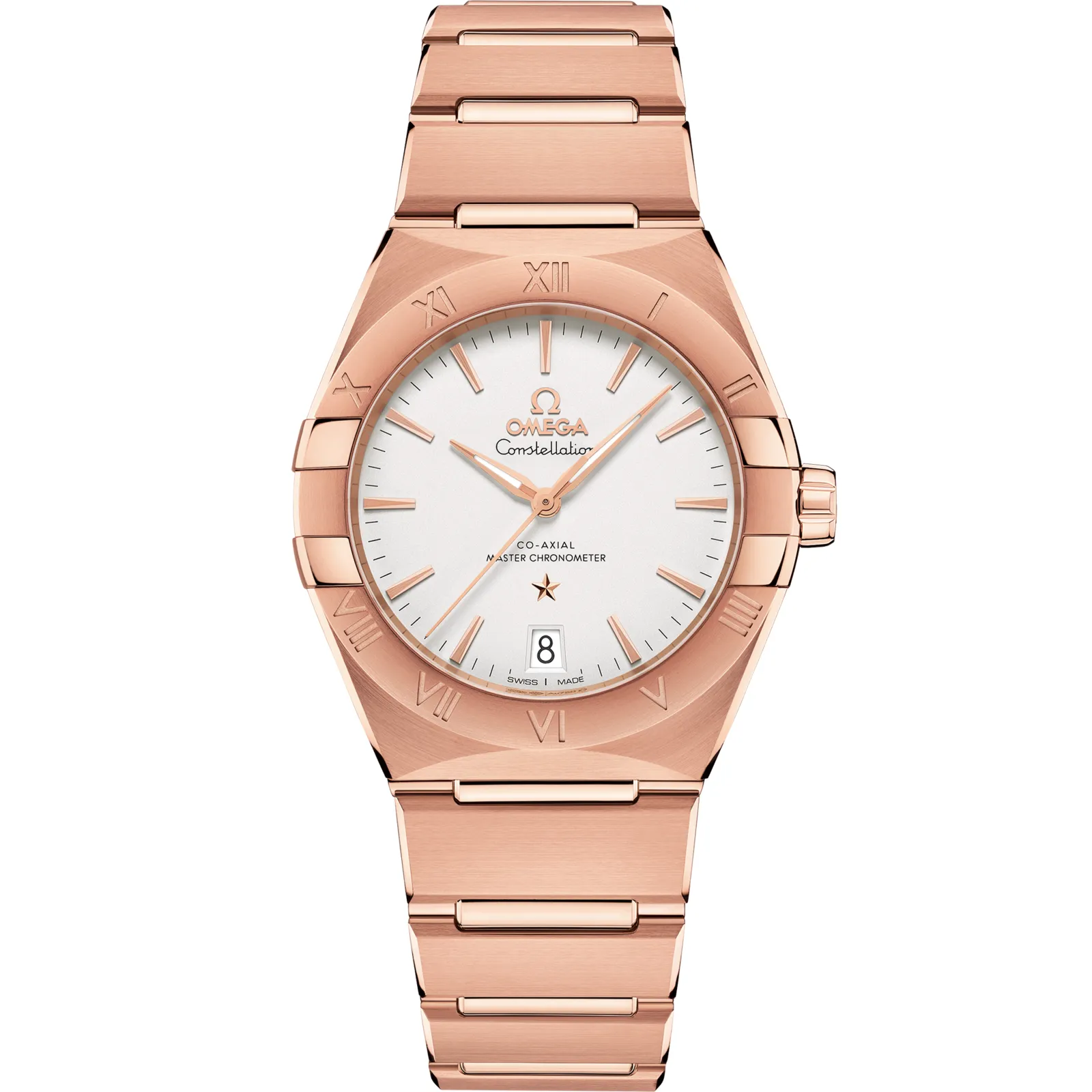 Omega Constellation Master Chronometer 36 131.50.36.20, reference 131.50.36.20.02.001, silver dial, rose gold case