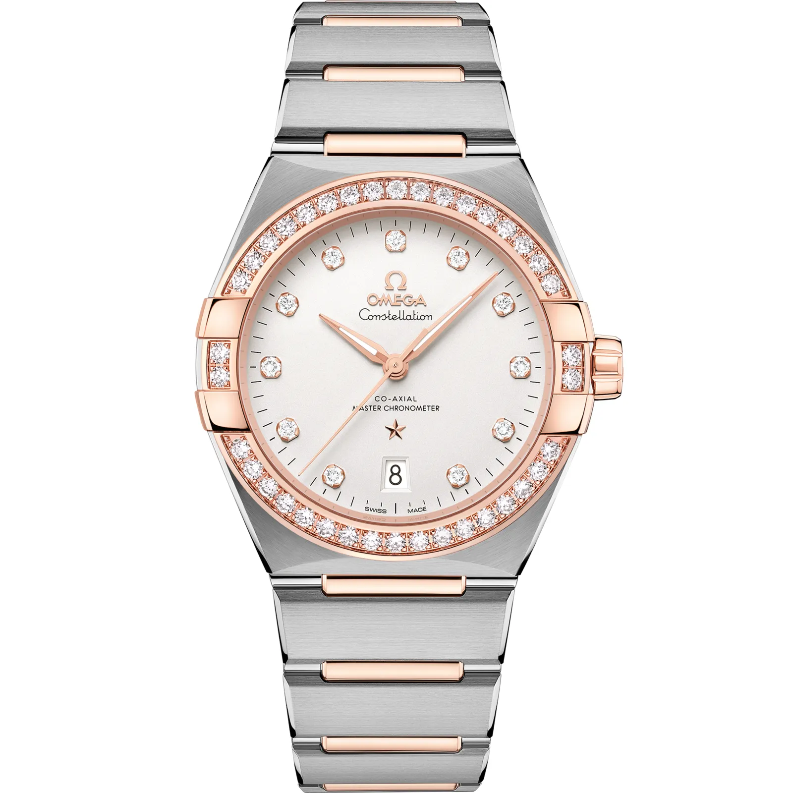 Omega Constellation Master Chronometer 39 131.25.39.20, reference 131.25.39.20.52.001, silver dial, stainless steel and rose gold case