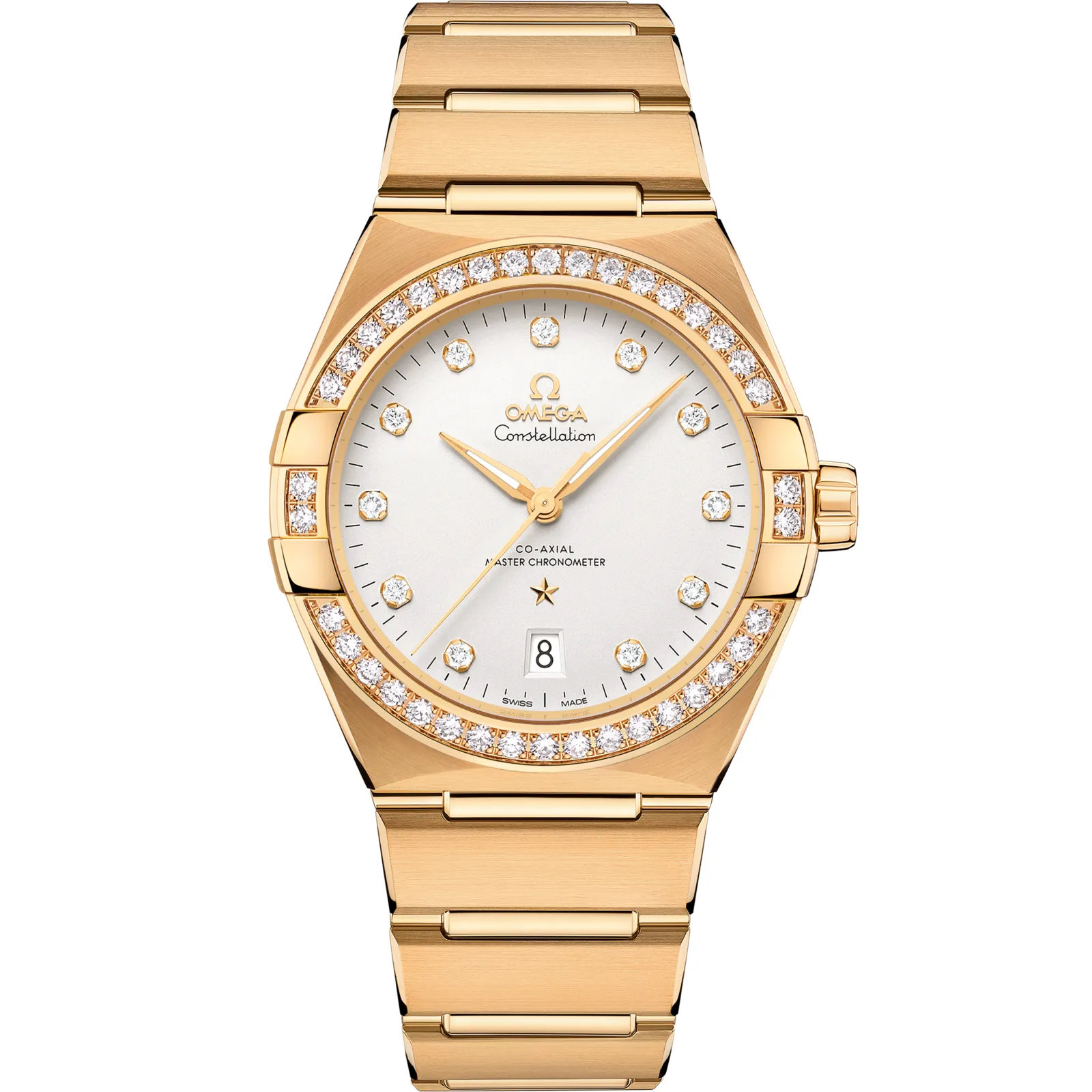 Omega Constellation Master Chronometer 39 Sedna, reference 131.55.39.20.52.002, silver dial, yellow gold case