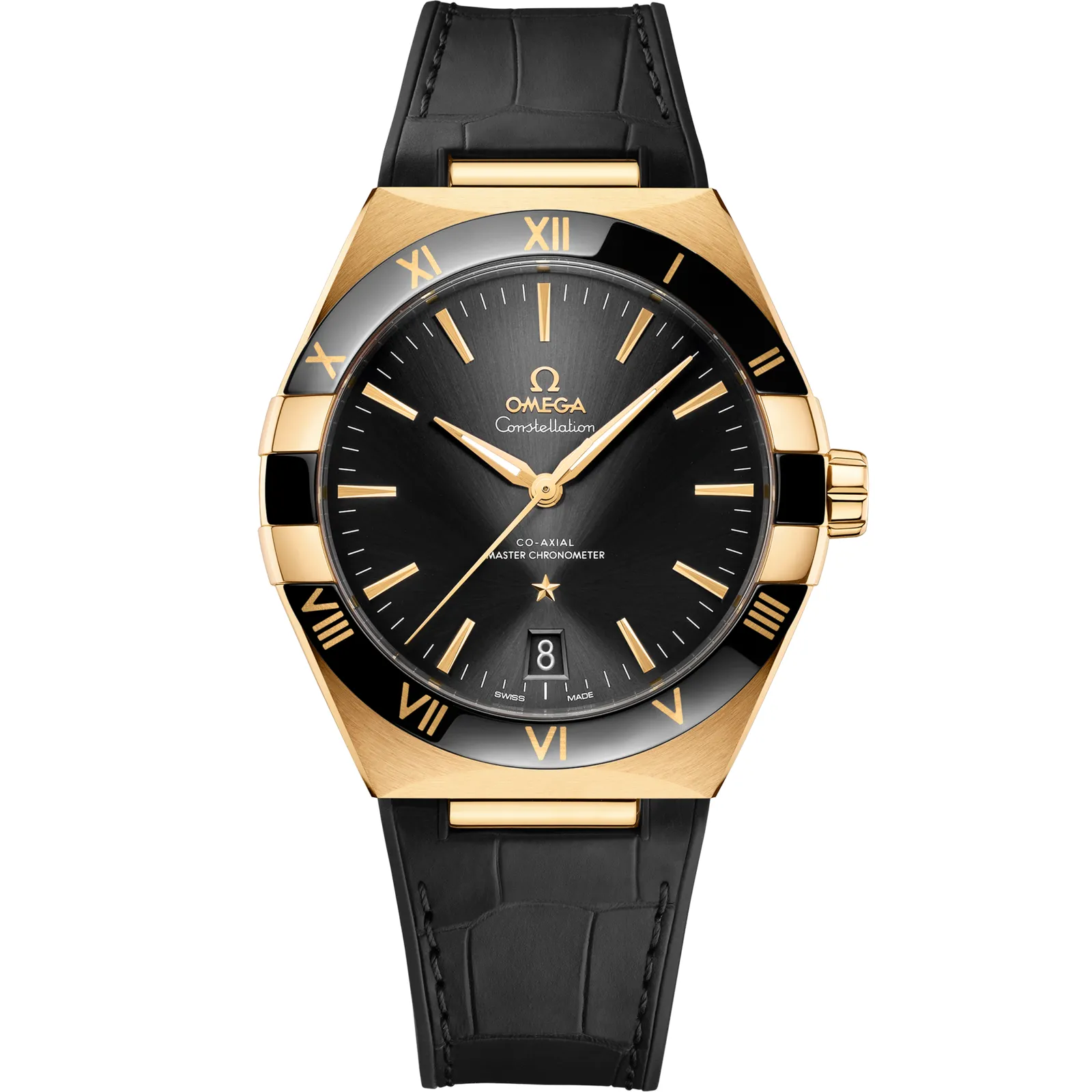 Omega Constellation Master Chronometer 41 131.63.41.21, reference 131.63.41.21.01.001, black dial, yellow gold case