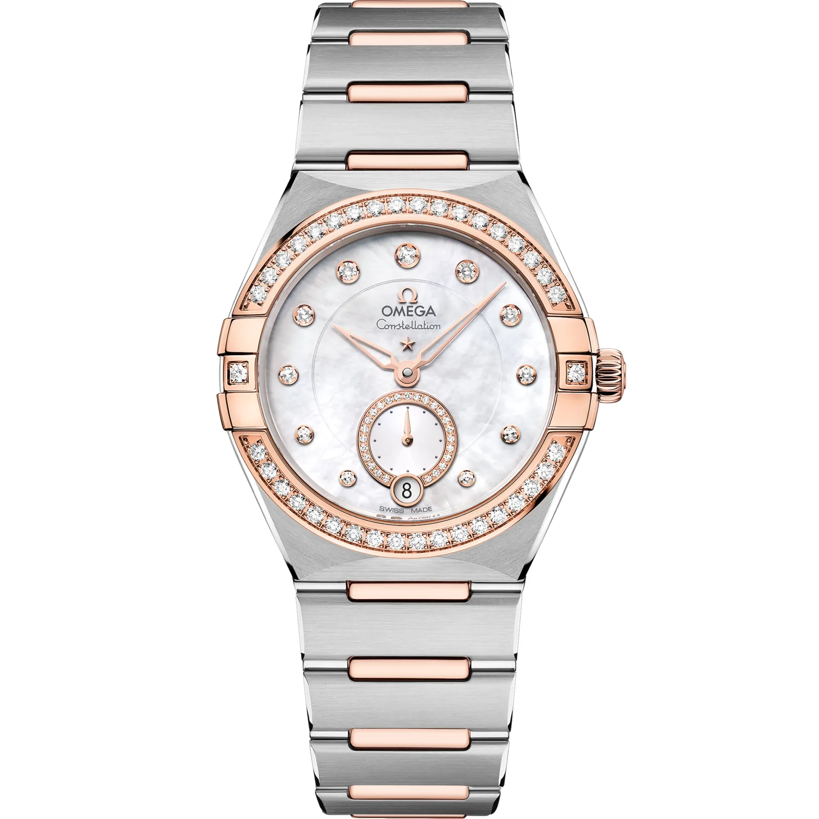 Omega Constellation Master Chronometer Small Seconds 34 131.25.34.20, reference 131.25.34.20.55.001, white dial, stainless steel and rose gold case