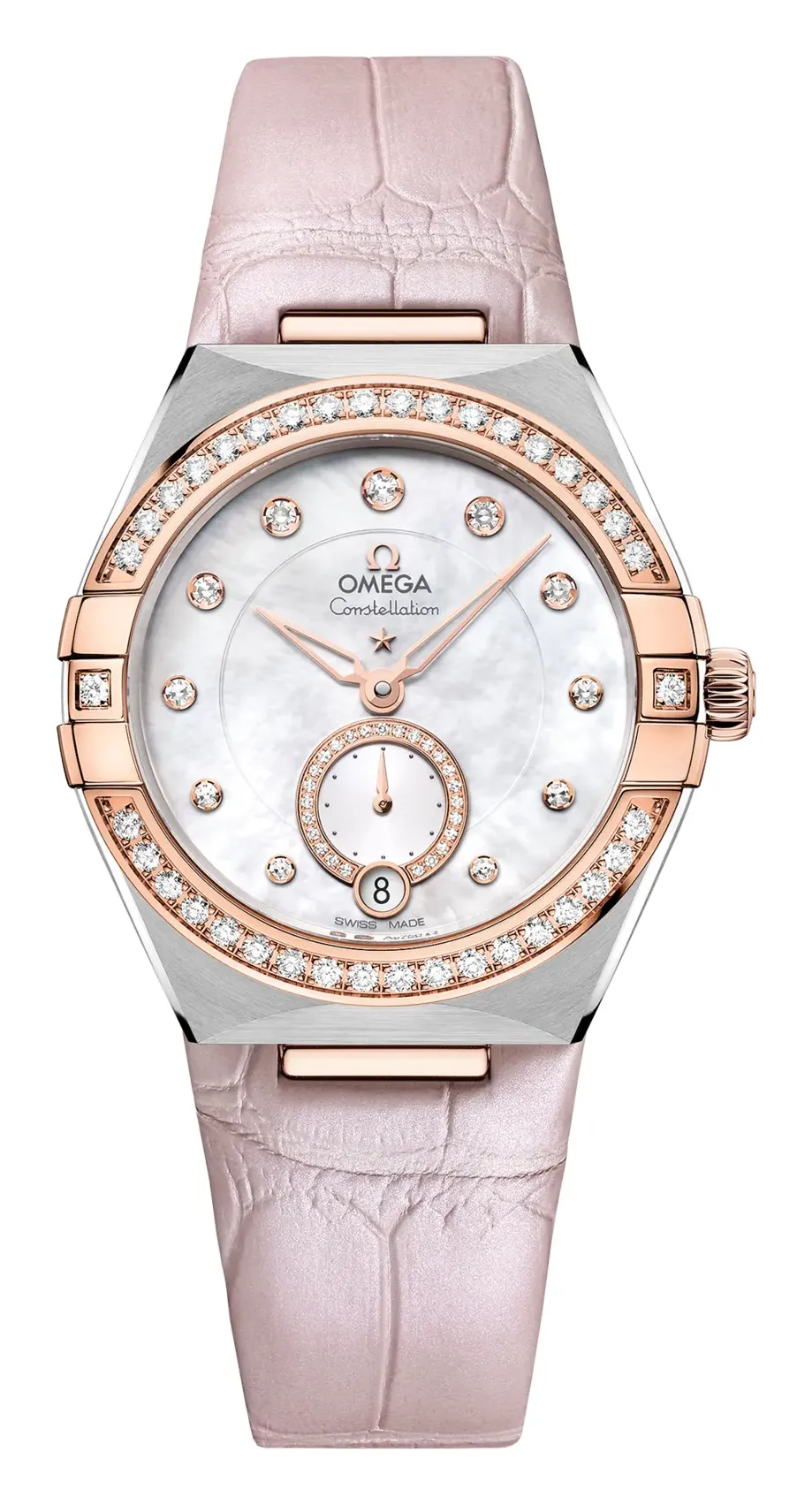 Omega Constellation Master Chronometer Small Seconds 34 131.28.34.20, reference 131.28.34.20.55.001, white dial, stainless steel and rose gold case