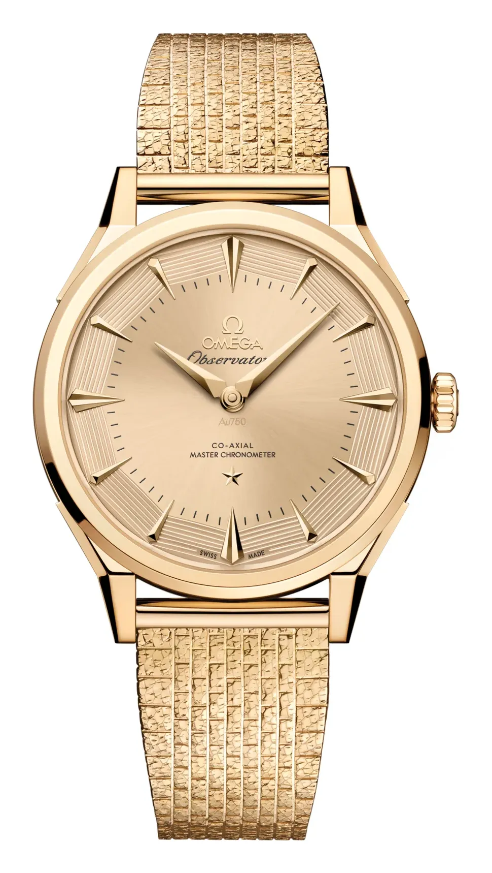 Omega Constellation Observatory 140.50.39.21, reference 140.50.39.21.99.001, yellow dial, yellow gold case