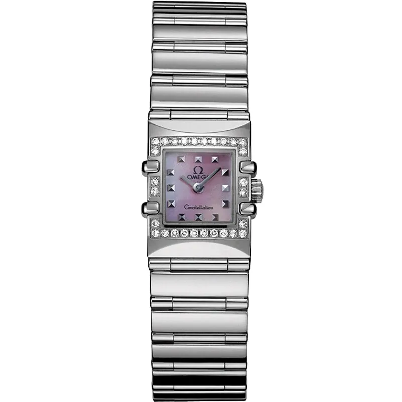 Omega Constellation Quadra Quartz 15, reference 1537.73.00, pink dial, stainless steel case