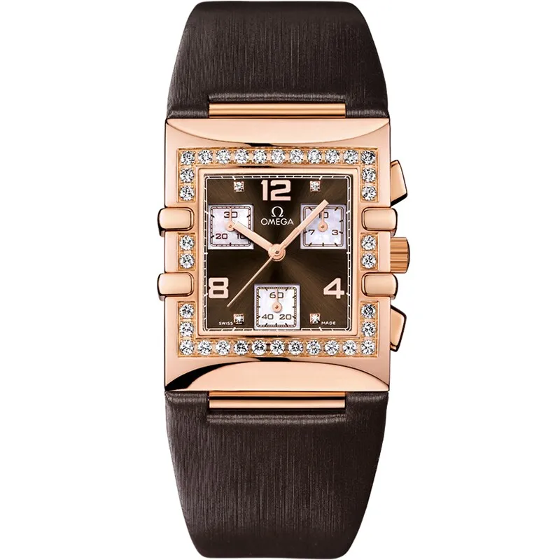 Omega Constellation Quadra Quartz 28 Chronograph 113.57.28.70, reference 113.57.28.70.63.001, brown dial, rose gold case