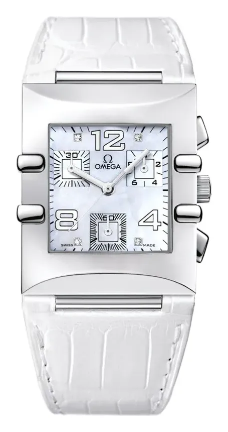 Omega Constellation Quadra Quartz 28 Chronograph 1841.75.36, reference 1841.75.36, white dial, stainless steel case