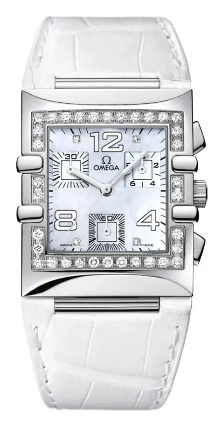 Omega Constellation Quadra Quartz 28 Chronograph 1847.75.36, reference 1847.75.36, white dial, stainless steel case