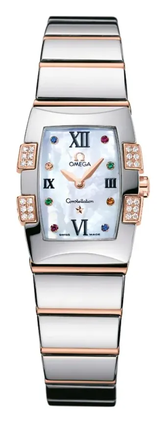 Omega Constellation Quadrella Quartz 19.3 1283.79.00, reference 1283.79.00, white dial, stainless steel and rose gold case