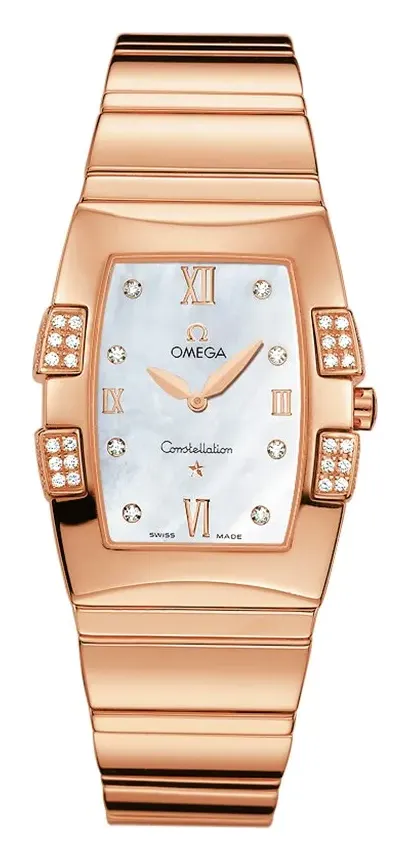 Omega Constellation Quadrella Quartz 25 1186.75.00, reference 1186.75.00, white dial, rose gold case