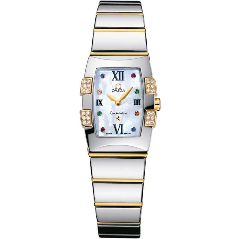 Omega Constellation Quadrella Quartz 25 1284.79.00, reference 1284.79.00, white dial, stainless steel and yellow gold case