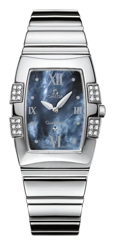 Omega Constellation Quadrella Quartz 25 1586.72.00, reference 1586.72.00, blue dial, stainless steel case