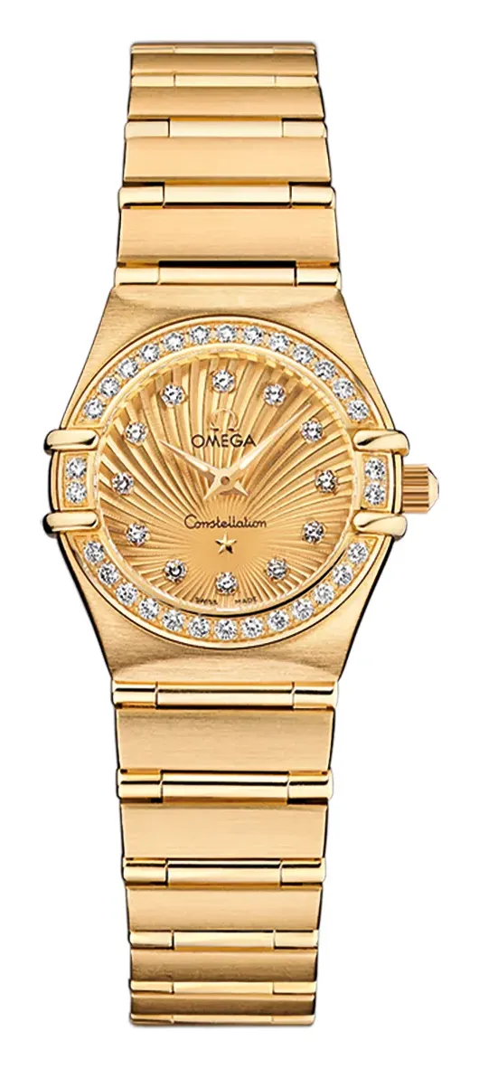 Omega Constellation Quartz 22.5 111.55.23.60, reference 111.55.23.60.58.001, yellow dial, yellow gold case