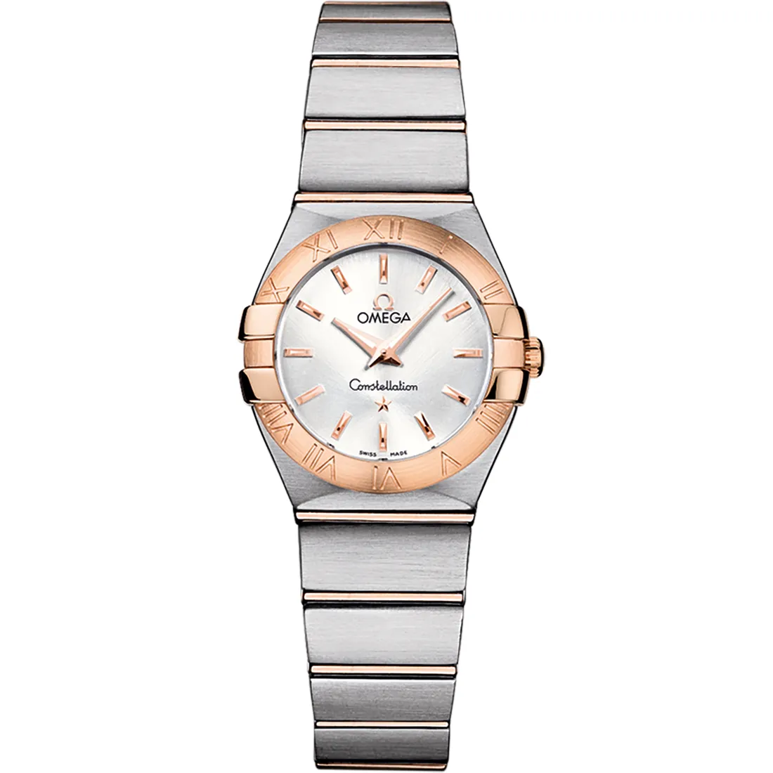 Omega Constellation Quartz 24 Brushed 123.20.24.60, reference 123.20.24.60.02.001, silver dial, stainless steel and rose gold case