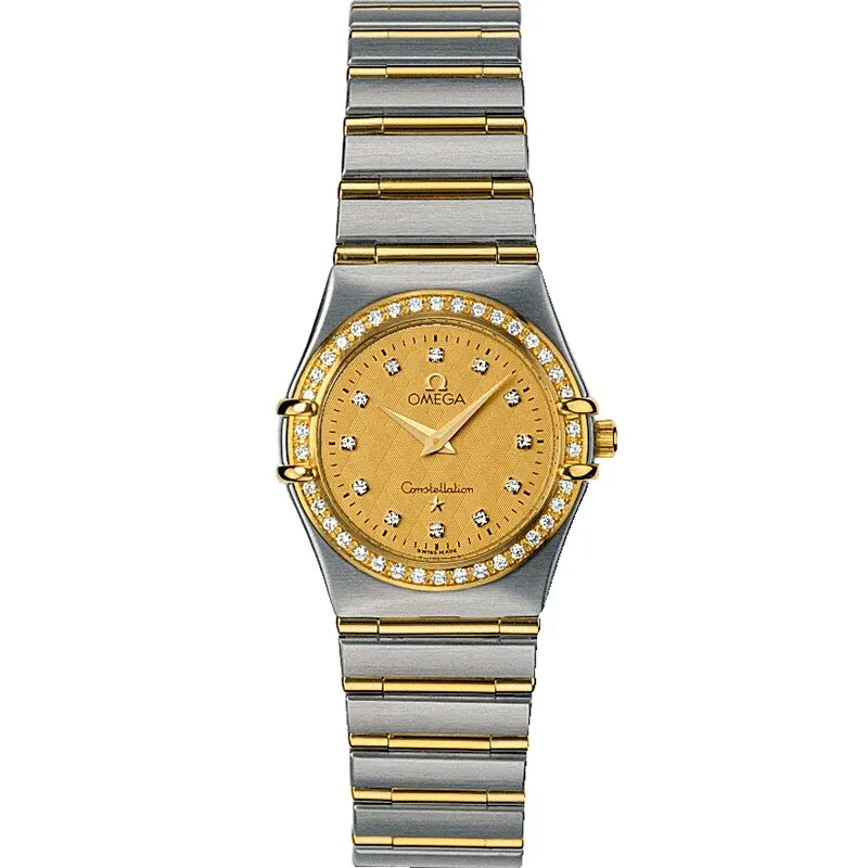Omega Constellation Quartz 25.5 '95 1277.15.00, reference 1277.15.00, yellow dial, stainless steel and yellow gold case