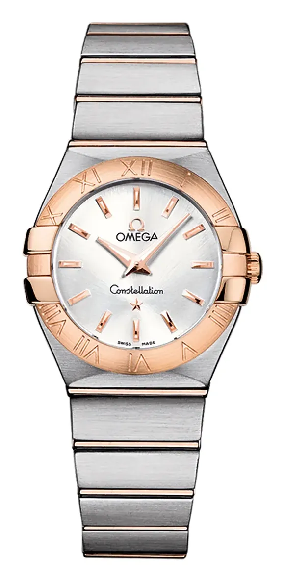 Omega Constellation Quartz 27 Brushed 123.20.27.60, reference 123.20.27.60.02.001, silver dial, stainless steel and rose gold case
