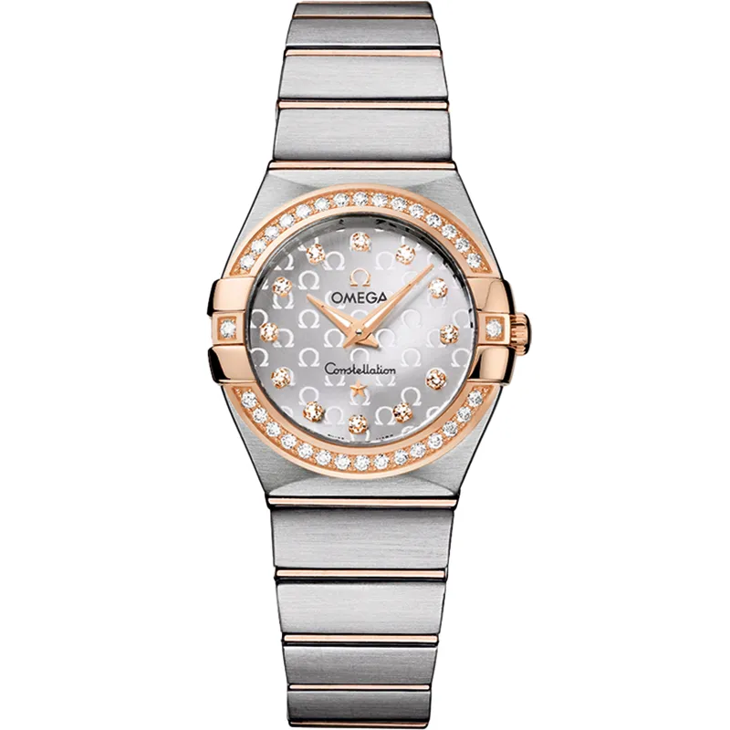 Omega Constellation Quartz 27 Brushed 123.25.27.60, reference 123.25.27.60.52.001, silver dial, stainless steel and rose gold case