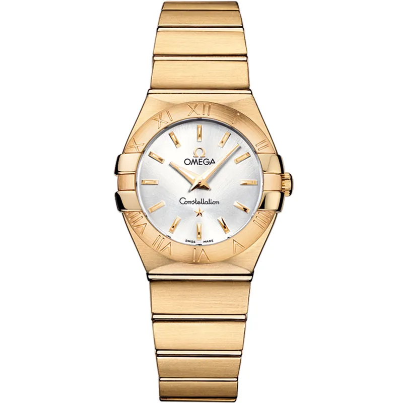 Omega Constellation Quartz 27 Brushed 123.50.27.60, reference 123.50.27.60.02.002, silver dial, yellow gold case