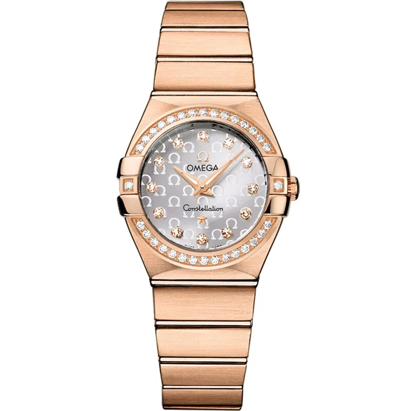 Omega Constellation Quartz 27 Brushed 123.55.27.60, reference 123.55.27.60.52.001, silver dial, rose gold case