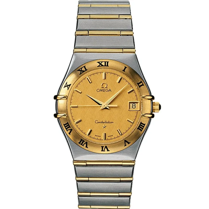 Omega Constellation Quartz 33.5 1212.10.00, reference 1212.10.00, yellow dial, stainless steel and yellow gold case
