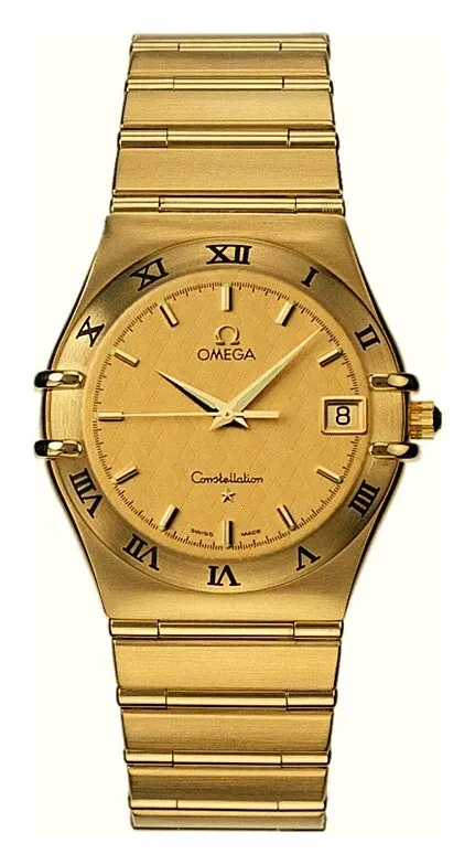 Omega Constellation Quartz 33.5 '95 1112.10.00, reference 1112.10.00, yellow dial, yellow gold case