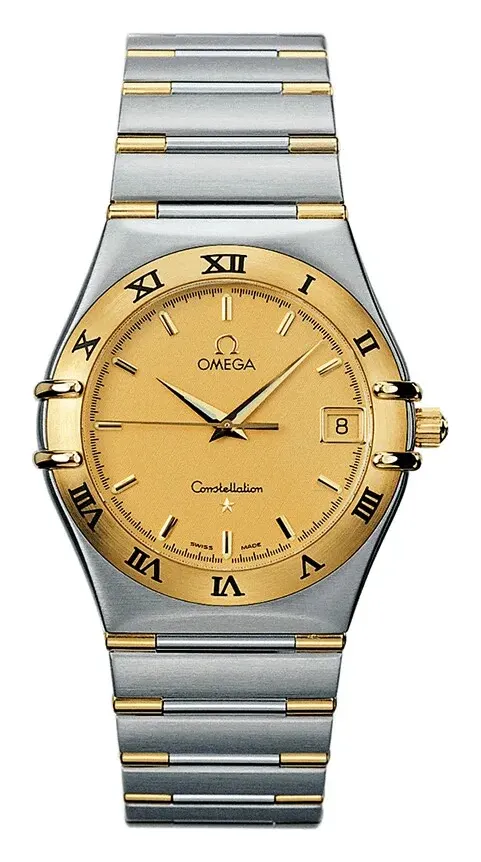 Omega Constellation Quartz 33.5 '95 1312.10.00, reference 1312.10.00, yellow dial, stainless steel and yellow gold case