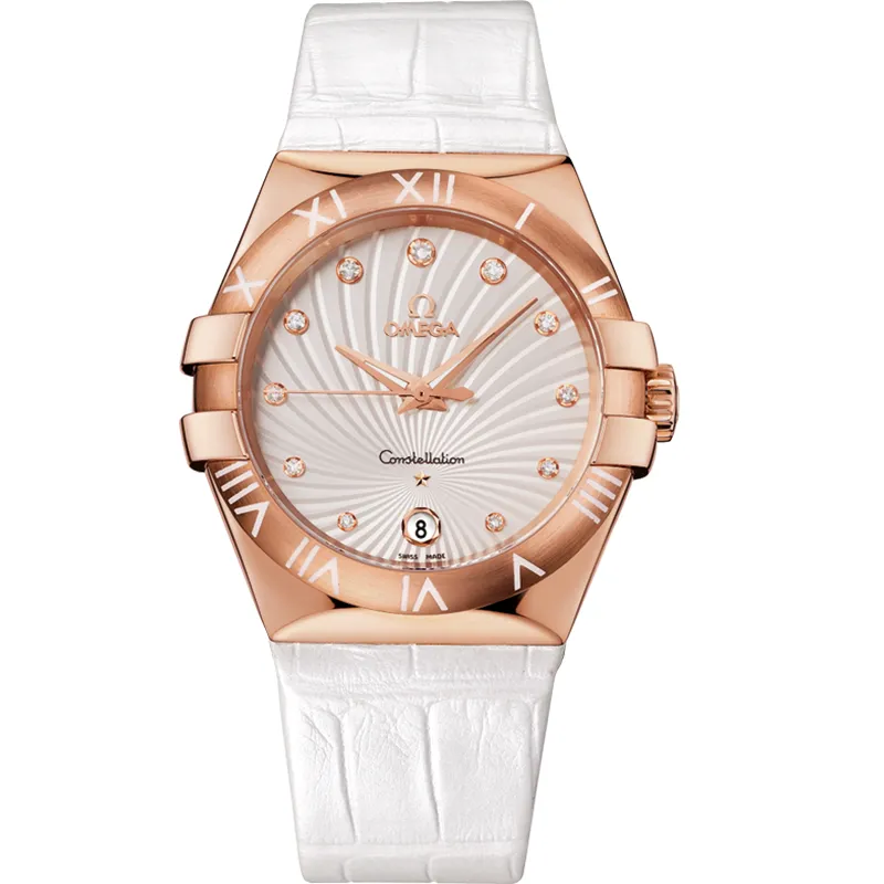 Omega Constellation Quartz 35 123.53.35.60, reference 123.53.35.60.52.001, silver dial, rose gold case