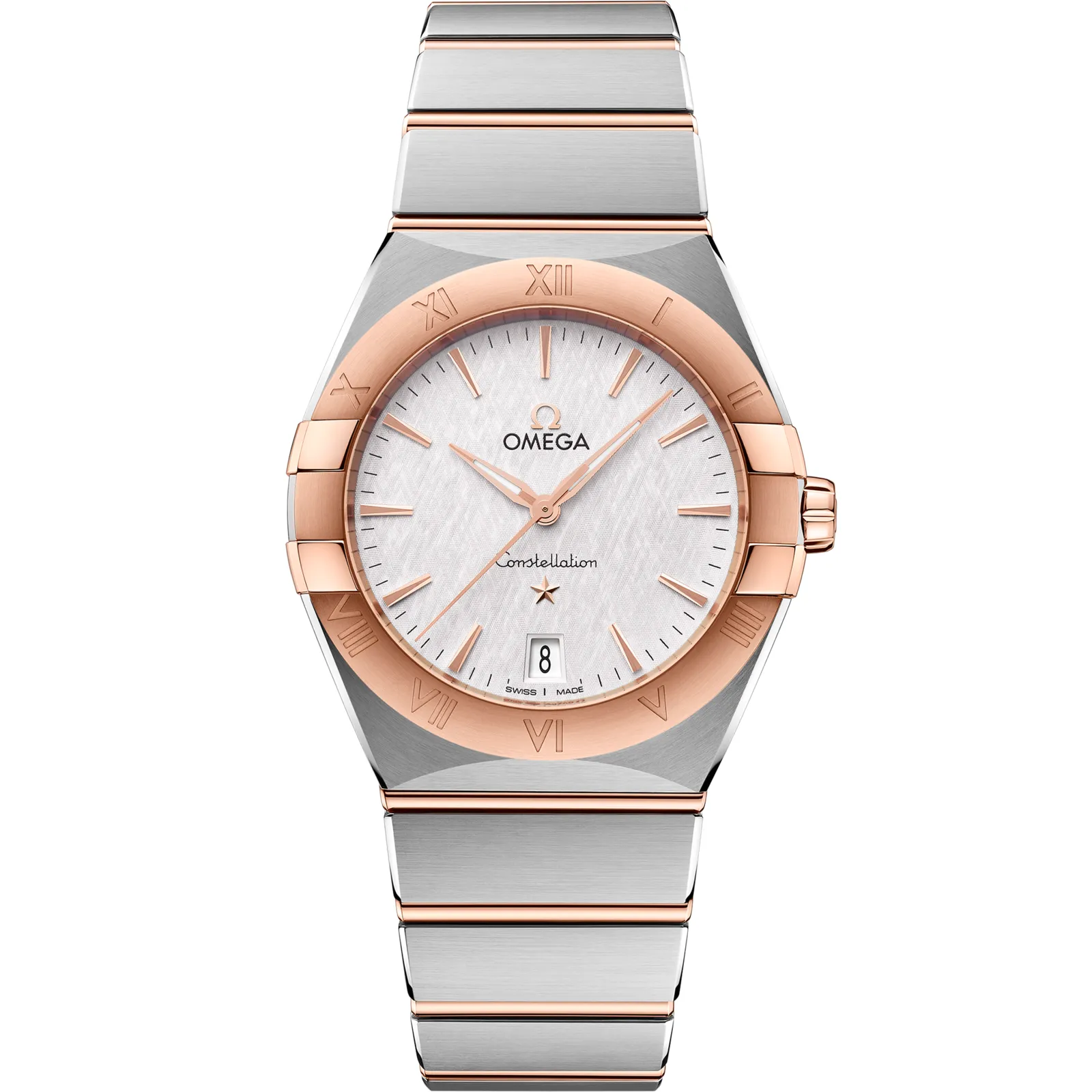 Omega Constellation Quartz 36 131.20.36.60, reference 131.20.36.60.02.001, silver dial, stainless steel and rose gold case