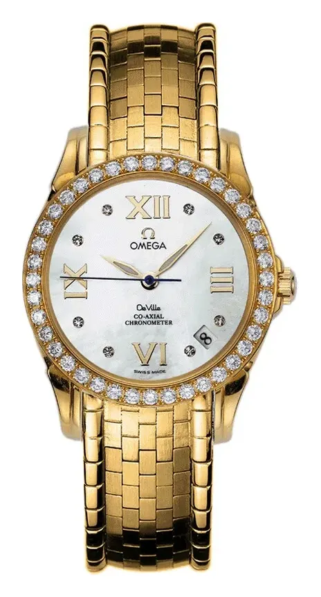 Omega De Ville Co-Axial 32.5 Yellow, reference 4186.75.00, white dial, yellow gold case