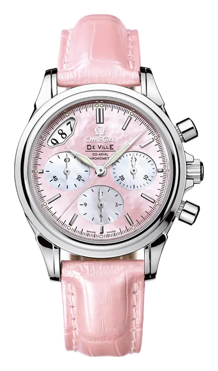 Omega De Ville Co-Axial 35 Chronograph 4878.74.34, reference 4878.74.34, pink dial, stainless steel case